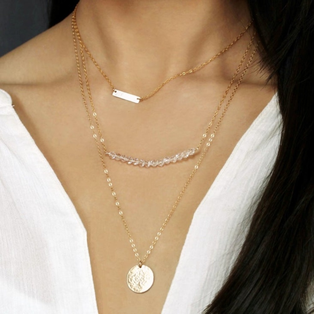 Kim K Minimalist Gold Bar Chic Simple Necklace - Picture 5 of 7